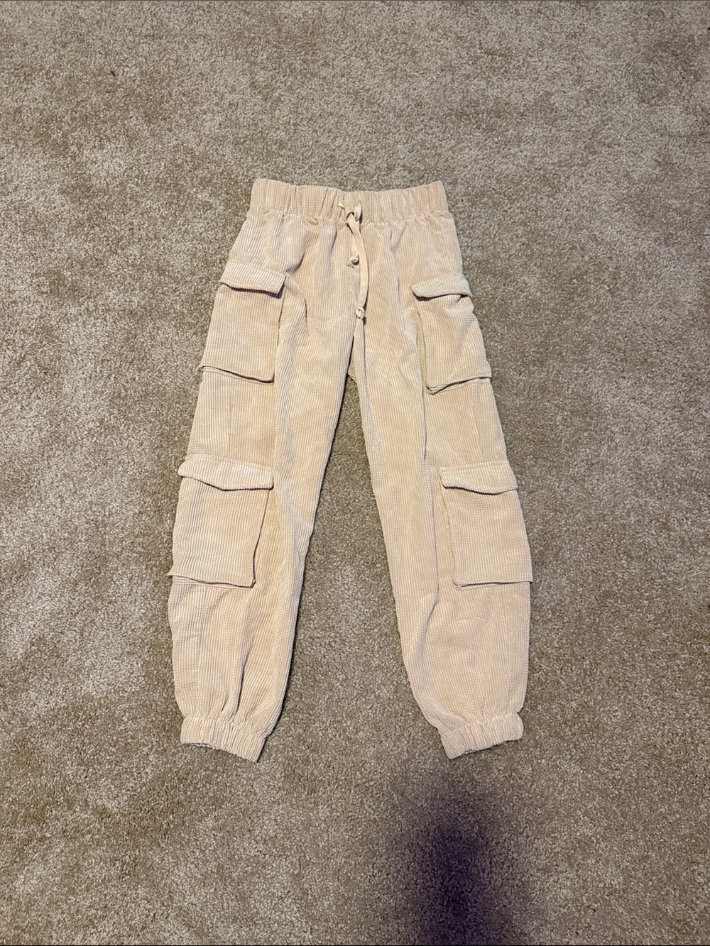 Corduroy Cargo Joggers - Beige